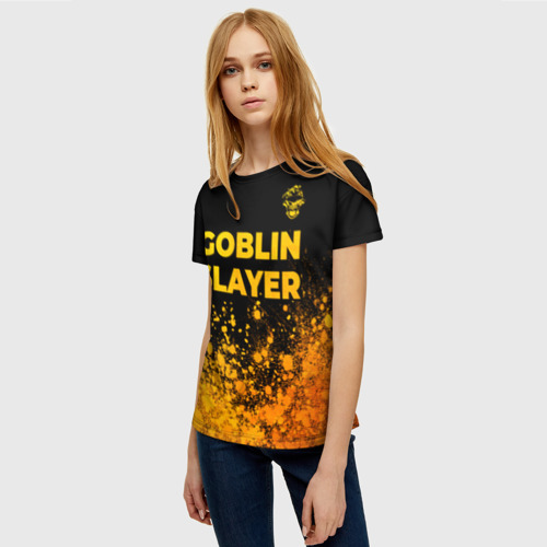 Женская футболка 3D Goblin Slayer - gold gradient: символ сверху, цвет 3D печать - фото 3
