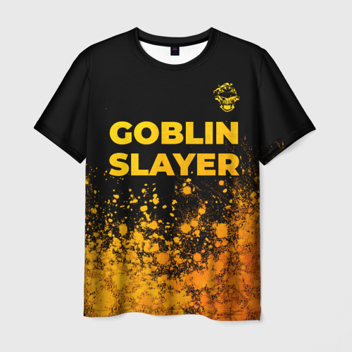 Мужская футболка с принтом Goblin Slayer - gold gradient: символ сверху, вид спереди №1