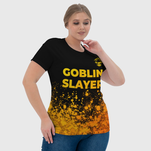Женская футболка 3D Goblin Slayer - gold gradient: символ сверху, цвет 3D печать - фото 6