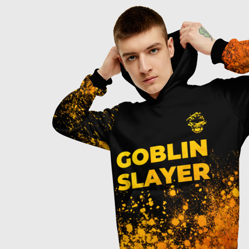 Мужская толстовка 3D Goblin Slayer - gold gradient: символ сверху, цвет черный - фото 5