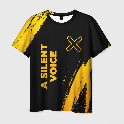 Мужская футболка с принтом A Silent Voice - gold gradient: надпись, символ, вид спереди №1