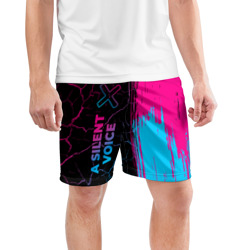 Мужские шорты спортивные A Silent Voice - neon gradient: по-вертикали - фото 2