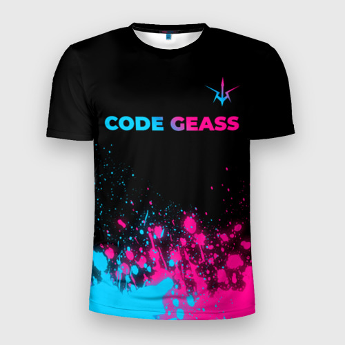 Мужская футболка 3D Slim Code Geass - neon gradient: символ сверху, цвет 3D печать