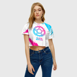 Женская футболка Crop-top 3D Black Butler neon gradient style - фото 2