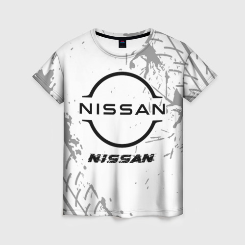 Женская футболка 3D Nissan Speed на светлом фоне со следами шин, цвет 3D печать