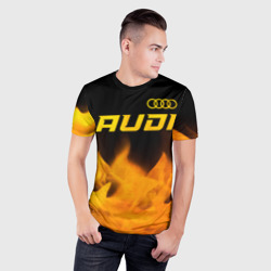 Мужская футболка 3D Slim Audi - gold gradient: символ сверху - фото 2