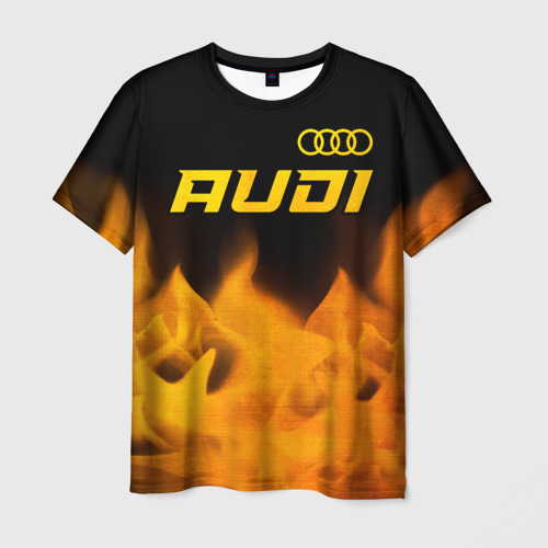 Мужская футболка 3D Audi - gold gradient: символ сверху, цвет 3D печать