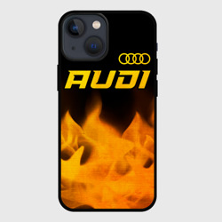 Чехол для iPhone 13 mini Audi - gold gradient: символ сверху