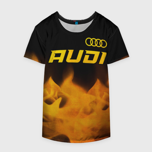 Накидка на куртку 3D Audi - gold gradient: символ сверху, цвет 3D печать - фото 4