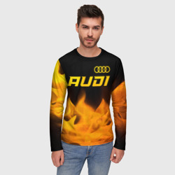 Мужской лонгслив 3D Audi - gold gradient: символ сверху - фото 2