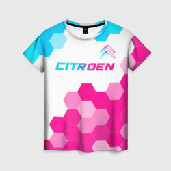 Женская футболка 3D Citroen neon gradient style: символ сверху