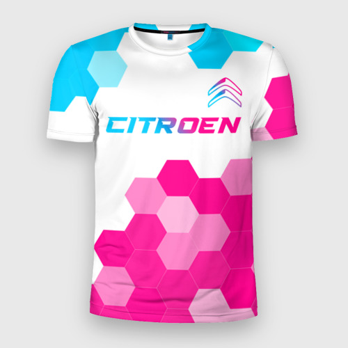 Мужская футболка 3D Slim Citroen neon gradient style: символ сверху, цвет 3D печать