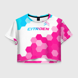 Женская футболка Crop-top 3D Citroen neon gradient style: символ сверху