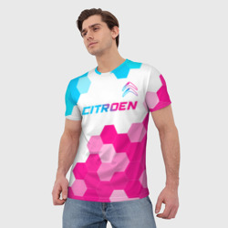 Мужская футболка 3D Citroen neon gradient style: символ сверху - фото 2