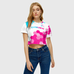 Женская футболка Crop-top 3D Citroen neon gradient style: символ сверху - фото 2