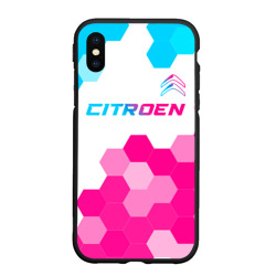 Чехол для iPhone XS Max матовый Citroen neon gradient style: символ сверху