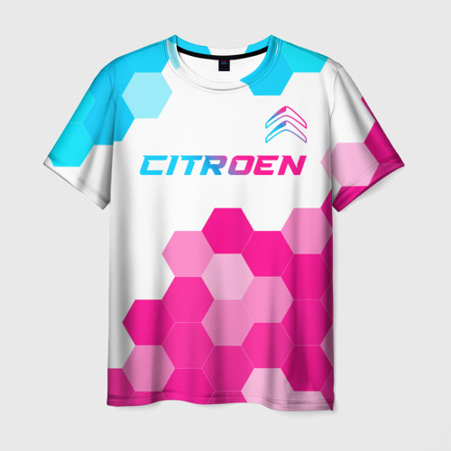 Мужская футболка 3D Citroen neon gradient style: символ сверху, цвет 3D печать