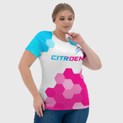 Женская футболка 3D Citroen neon gradient style: символ сверху, цвет 3D печать - фото 6