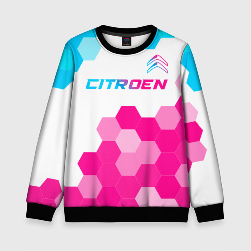 Детский свитшот 3D Citroen neon gradient style: символ сверху, цвет 3D печать