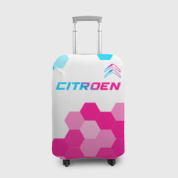 Чехол для чемодана 3D Citroen neon gradient style: символ сверху