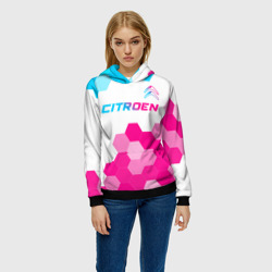 Женская толстовка 3D Citroen neon gradient style: символ сверху - фото 2