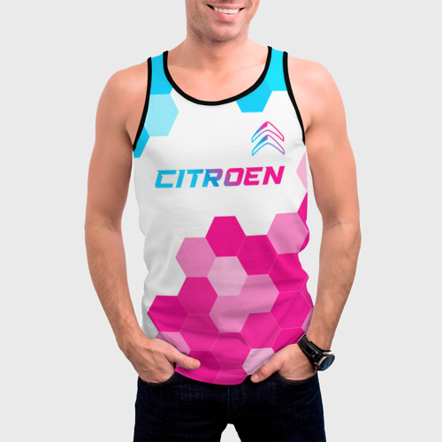 Мужская майка 3D Citroen neon gradient style: символ сверху, цвет 3D печать - фото 3