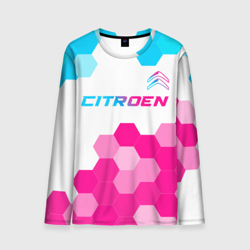 Мужской лонгслив 3D Citroen neon gradient style: символ сверху, цвет 3D печать