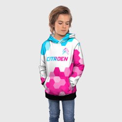 Толстовка с принтом Citroen neon gradient style: символ сверху для мужчины, вид на модели спереди №2. Цвет основы: черный