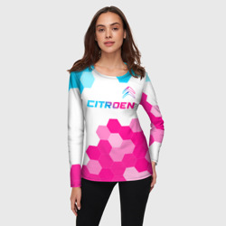 Женский лонгслив 3D Citroen neon gradient style: символ сверху - фото 2