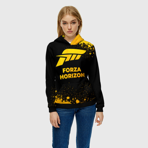 Женская толстовка 3D Forza Horizon - gold gradient, цвет 3D печать - фото 3
