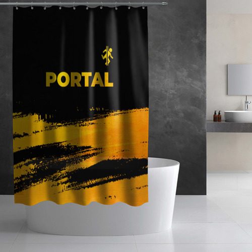 Штора 3D для ванной Portal - gold gradient: символ сверху - фото 2