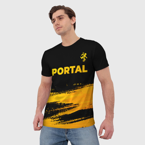 Мужская футболка 3D Portal - gold gradient: символ сверху, цвет 3D печать - фото 3