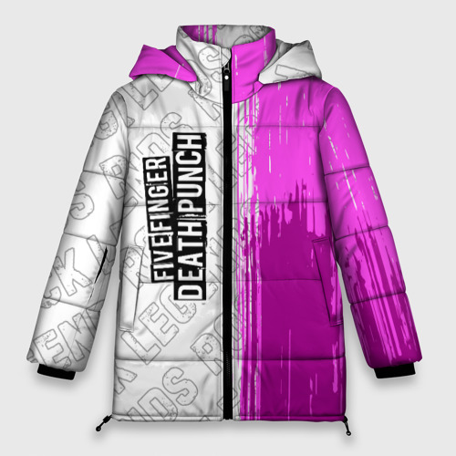 Женская зимняя куртка 3D с принтом Five Finger Death Punch rock legends: по-вертикали, вид спереди #2