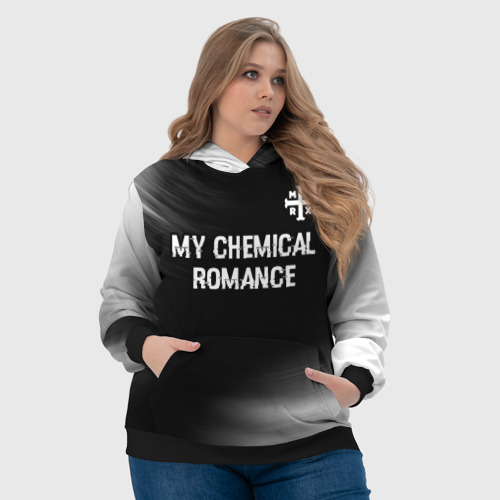 Женская толстовка 3D My Chemical Romance glitch на темном фоне: символ сверху, цвет 3D печать - фото 6