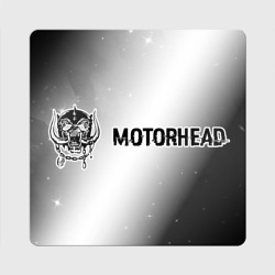 Магнит виниловый Квадрат Motorhead glitch на светлом фоне: надпись и символ