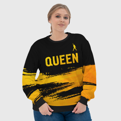 Женский свитшот 3D Queen - gold gradient: символ сверху, цвет 3D печать - фото 6