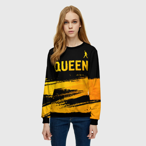 Женский свитшот 3D Queen - gold gradient: символ сверху, цвет 3D печать - фото 3