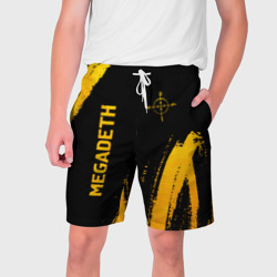 Мужские шорты 3D Megadeth - gold gradient: надпись, символ