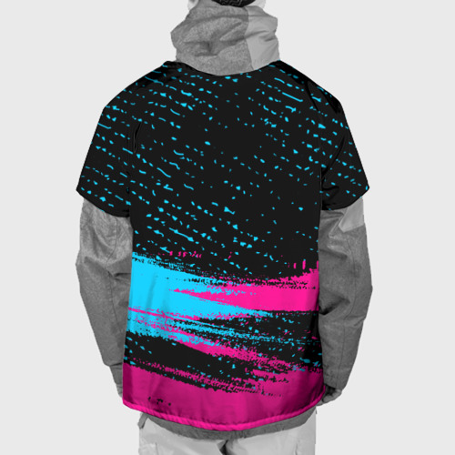 Накидка на куртку 3D AC DC - neon gradient: символ сверху, цвет 3D печать - фото 2