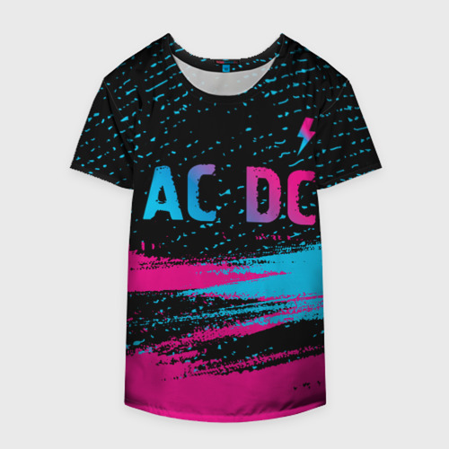 Накидка на куртку 3D AC DC - neon gradient: символ сверху, цвет 3D печать - фото 4