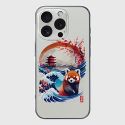 Чехол для iPhone 16 Pro силиконовый с защитой камеры Красная панда на охоте