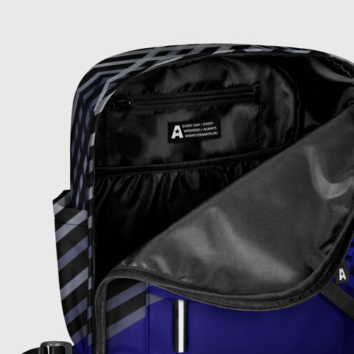Женский рюкзак 3D Белые и серые полосы на синем фоне - фото 6