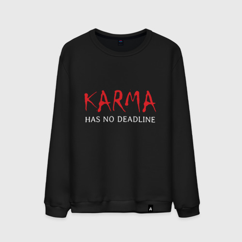 Мужской свитшот хлопок Karma has no deadline, цвет черный