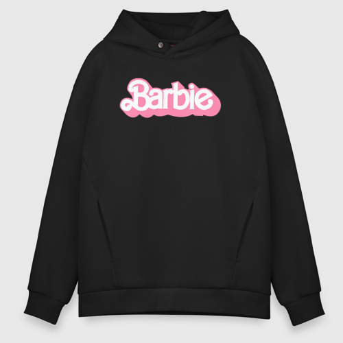 Мужское светящееся худи Pink logo Barbie, цвет черный