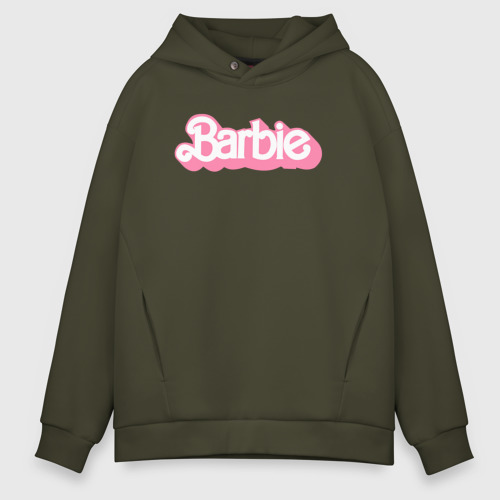 Мужское светящееся худи Pink logo Barbie, цвет хаки