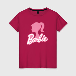 Светящаяся женская футболка Pink Barbie silhouette