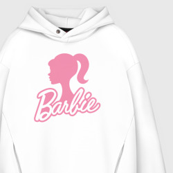 Светящееся худи с принтом Pink Barbie silhouette для любого человека, вид спереди №6. Цвет основы: белый
