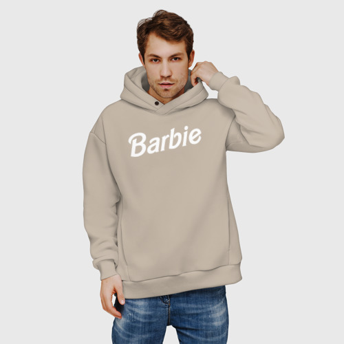 Мужское светящееся худи Logo white Barbie, цвет миндальный - фото 4