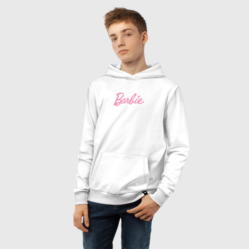 Детская светящаяся толстовка Pink Barbie logo, цвет белый - фото 4