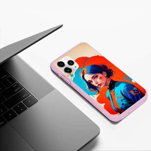 Чехол для iPhone 11 Pro Max матовый с принтом Девушка в брызгах краски, фото #5